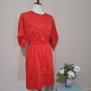 Shoshanna orange red shirt dress 6 M